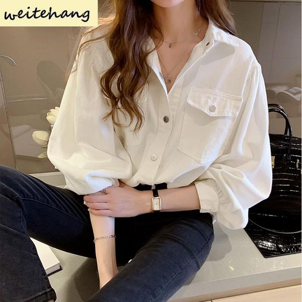 women's blouses & shirts women spring pockets long sleeve fashion solid style loose woman chic womens vintage street elegant shirt 242, White
women's blouses & shirts women spring pockets long sleeve fashion solid style loose woman chic womens vintage street elegant shirt 242, White