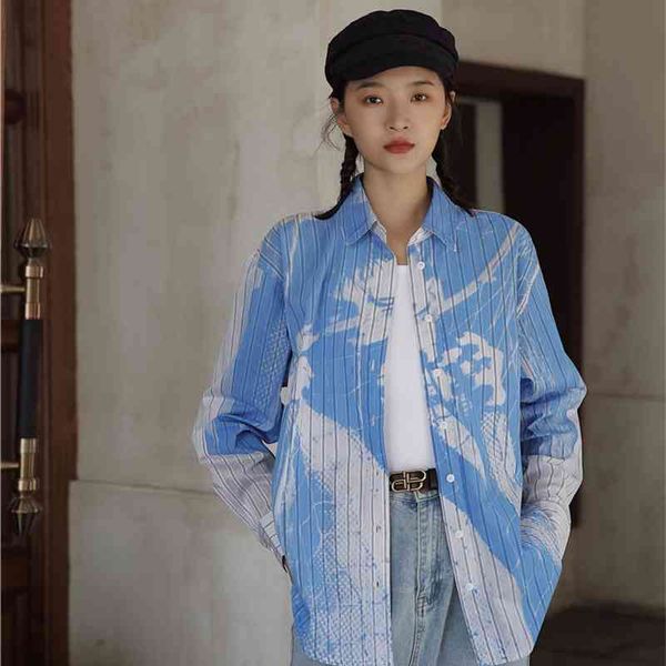 women's two piece pants aesthetic shirt blue striped print long sleeve blouse button up collar designer fall women clothing i0, White
women's two piece pants aesthetic shirt blue striped print long sleeve blouse button up collar designer fall women clothing i0, White
