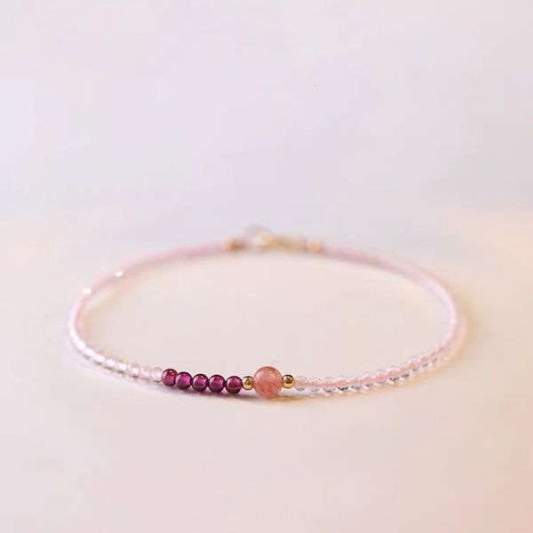 beaded strands ultra-fine 3mm strawberry quartz white pink crystal bracelet female 14k lucky beads ultra-fine summer design sense niche, Black
beaded strands ultra-fine 3mm strawberry quartz white pink crystal bracelet female 14k lucky beads ultra-fine summer design sense niche, Black