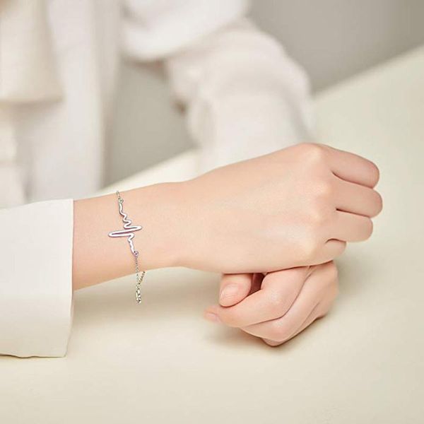 link, chain simple electrocardiogram ecg bracelets for women stainless steel bracelet with heartbeat pendant gifts girls pulseras mujer, Black
link, chain simple electrocardiogram ecg bracelets for women stainless steel bracelet with heartbeat pendant gifts girls pulseras mujer, Black