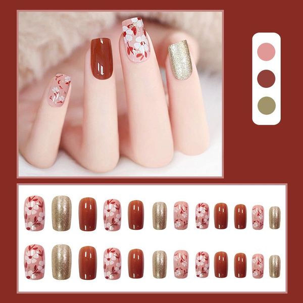 false nails 24 pcs floral art fake jelly adhesive/wearable finger extension for hand nail artist japanese style square mpwell, Red;gold
false nails 24 pcs floral art fake jelly adhesive/wearable finger extension for hand nail artist japanese style square mpwell, Red;gold