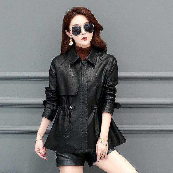 women's leather & faux 2021 autumn women solid loose pu jackets female fashion long sleeve zipper coat plus size outwear x604, Black
women's leather & faux 2021 autumn women solid loose pu jackets female fashion long sleeve zipper coat plus size outwear x604, Black