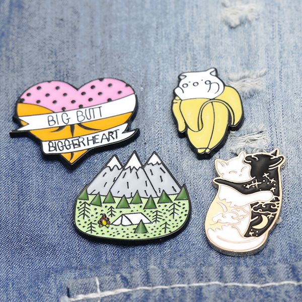 cartoon black and white cat hugging peeled banana camping mountain tent big butt bigger heart brooch badge women lapel pins gift, Blue
cartoon black and white cat hugging peeled banana camping mountain tent big butt bigger heart brooch badge women lapel pins gift, Blue