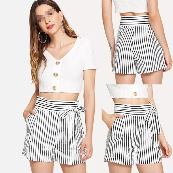 women's shorts summer street casual women short pants all-match loose striped soft female stretch plus size s-xl, White;black
women's shorts summer street casual women short pants all-match loose striped soft female stretch plus size s-xl, White;black