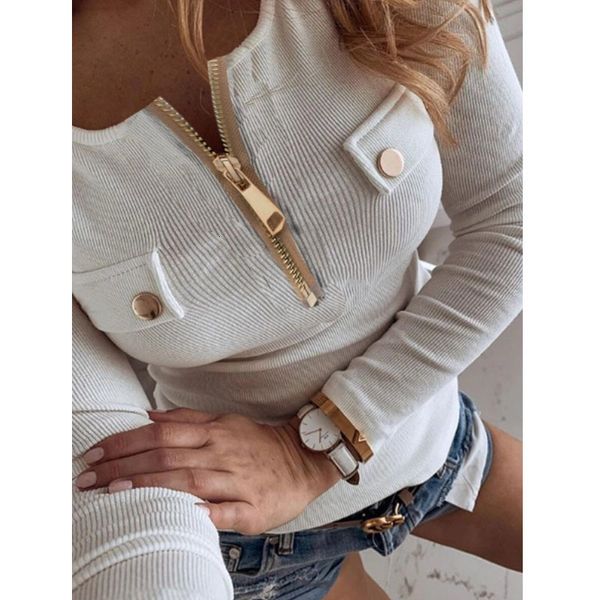 knits spring elegant o-neck blouse women shirts fashion button zipper design pullovers female casual solid slim streetwears smol jjxa, White
knits spring elegant o-neck blouse women shirts fashion button zipper design pullovers female casual solid slim streetwears smol jjxa, White
