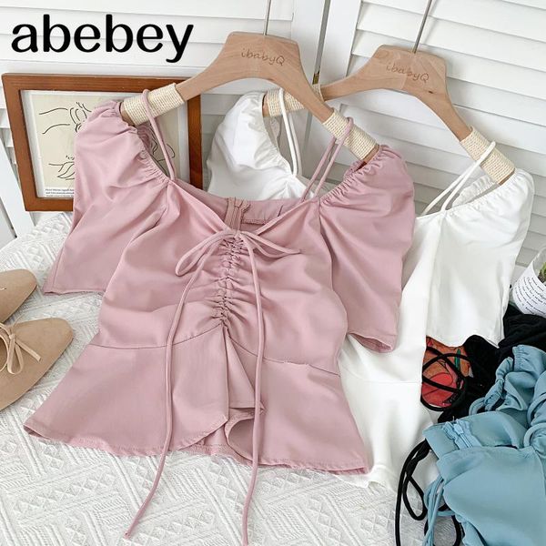 women's blouses & shirts sweet versatile v-neck puff sleeve shirt drawstring lace up pleated waist ruffles short 2021 summer women, White
women's blouses & shirts sweet versatile v-neck puff sleeve shirt drawstring lace up pleated waist ruffles short 2021 summer women, White