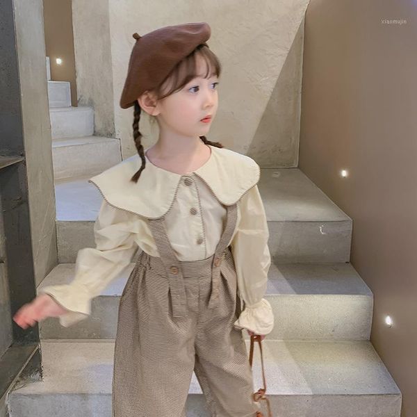 clothing sets 2021 autumn girls fashion 2 pieces suit blouses+overalls, White
clothing sets 2021 autumn girls fashion 2 pieces suit blouses+overalls, White