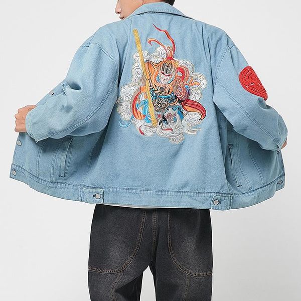 men sun wukong embroidery tang suit chinese style denim jackets streetwear casual coats harem pants harajuku trousers shirt ethnic clot, Red
men sun wukong embroidery tang suit chinese style denim jackets streetwear casual coats harem pants harajuku trousers shirt ethnic clot, Red
