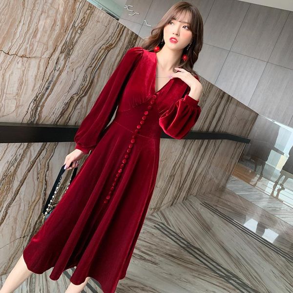 casual dresses 2021 autumn vintage long sleeve v neck office ladies runway party high end women red a line velvet dress vestidos, Black;gray
casual dresses 2021 autumn vintage long sleeve v neck office ladies runway party high end women red a line velvet dress vestidos, Black;gray