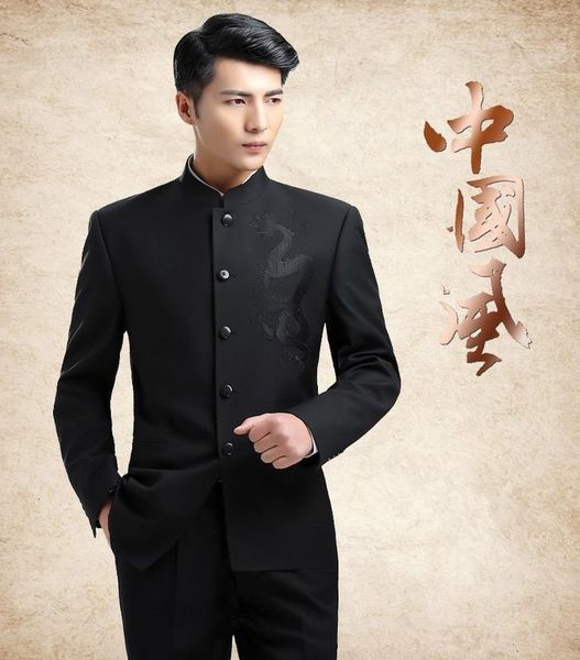 mens slim fit stand collar suits dargon embroidered fashion chinese tang male stylish casual set tangsuit men's & blazers, White;black
mens slim fit stand collar suits dargon embroidered fashion chinese tang male stylish casual set tangsuit men's & blazers, White;black