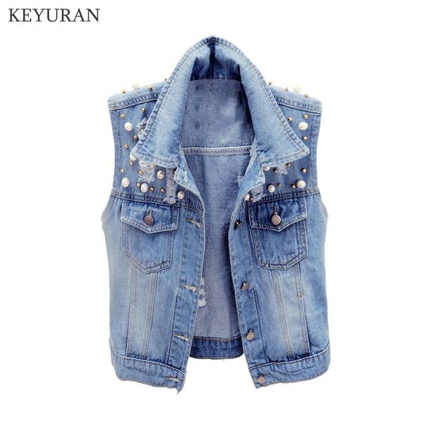women's vests spring autumn women sleeveless jacket beaded denim vest short vintage hole jeans outwear plus size female casual waistco, Black;white
women's vests spring autumn women sleeveless jacket beaded denim vest short vintage hole jeans outwear plus size female casual waistco, Black;white
