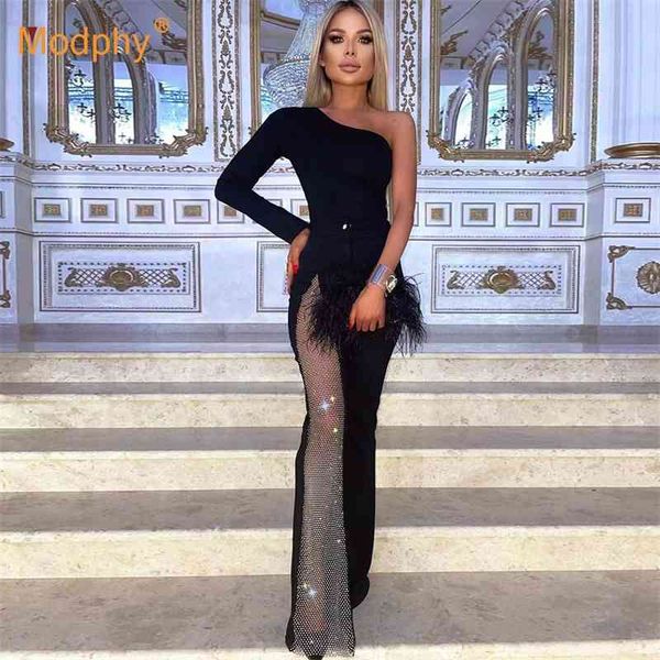black fishnet diamond stitching jumpsuit women one-shoulder long-sleeved bodycon wide-leg evening party 210527, Black;white
black fishnet diamond stitching jumpsuit women one-shoulder long-sleeved bodycon wide-leg evening party 210527, Black;white