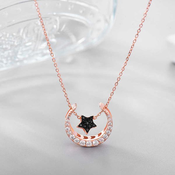 han yi star moon necklace pure sier women's 925 simple fashion jewelry personalized clavicle chain, Silver
han yi star moon necklace pure sier women's 925 simple fashion jewelry personalized clavicle chain, Silver