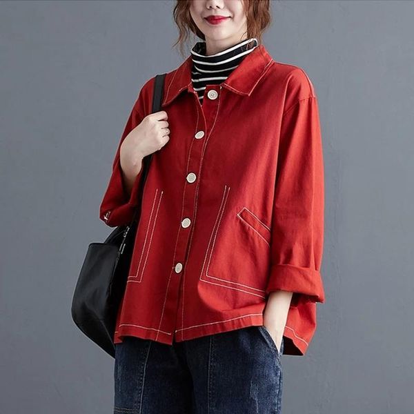 100% cotton women autumn casual jackets 2021 simple style vintage solid color loose comfortable female outerwear coats women's, Black;brown
100% cotton women autumn casual jackets 2021 simple style vintage solid color loose comfortable female outerwear coats women's, Black;brown