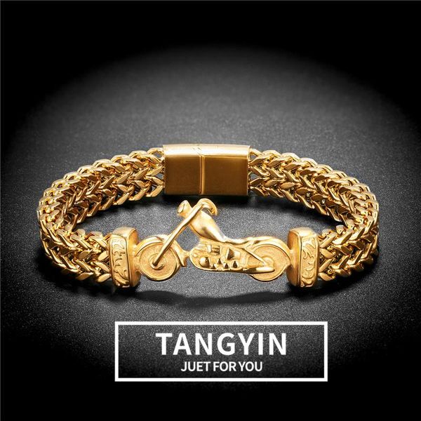 gold stainless steel bracelet motorcycle punk style fashion men's personalized jewelry drop charm bracelets, Golden;silver
gold stainless steel bracelet motorcycle punk style fashion men's personalized jewelry drop charm bracelets, Golden;silver