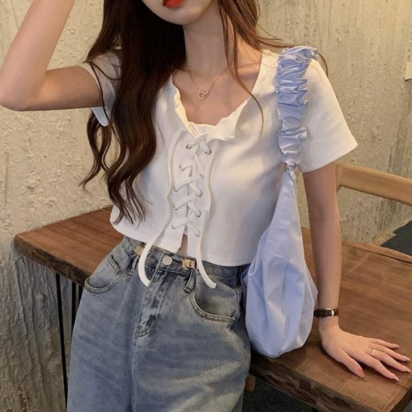 white short sleeve t-shirts 2021 summer fashion brand bandage bodycon tees women's clothing korean square collar crop t-shirt
white short sleeve t-shirts 2021 summer fashion brand bandage bodycon tees women's clothing korean square collar crop t-shirt