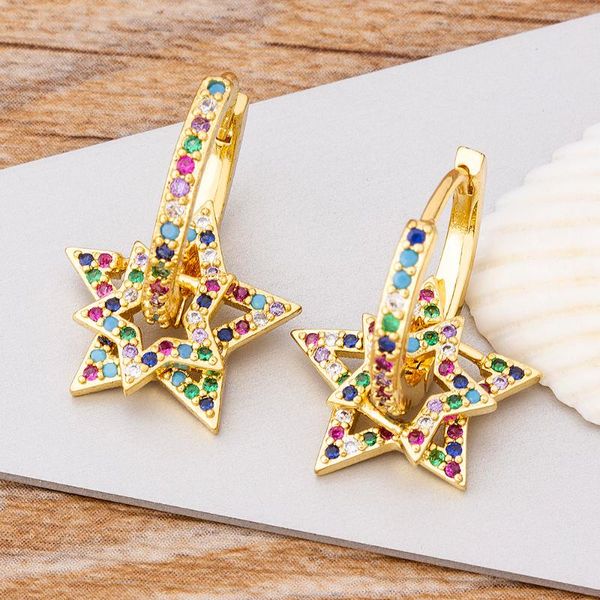 charm colorful color double layer star earrings copper cubic zircon ear hole hoop for women party wedding gift dangle & chandelier, Silver
charm colorful color double layer star earrings copper cubic zircon ear hole hoop for women party wedding gift dangle & chandelier, Silver