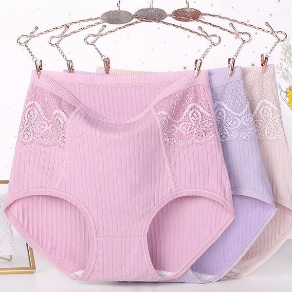 high-waisted belly underwear women cotton panties plus size lace-trimmed briefs, Black;pink
high-waisted belly underwear women cotton panties plus size lace-trimmed briefs, Black;pink