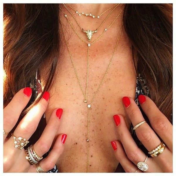 vintage multilevel fashion gold bull head geometry pendant necklaces for women female crystal necklace jewelry gift, Silver
vintage multilevel fashion gold bull head geometry pendant necklaces for women female crystal necklace jewelry gift, Silver