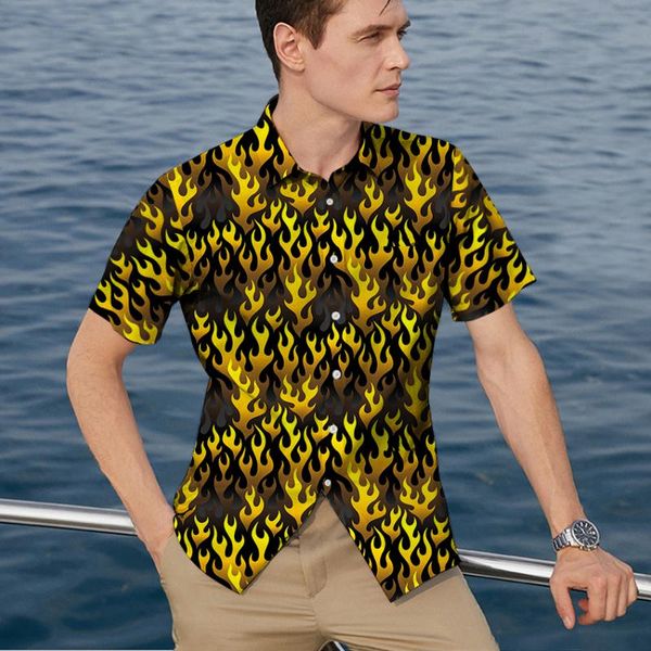 men's casual shirts 2021 shirt loose short-sleeved hawaiian single-breasted flame print clothing top, White;black
men's casual shirts 2021 shirt loose short-sleeved hawaiian single-breasted flame print clothing top, White;black