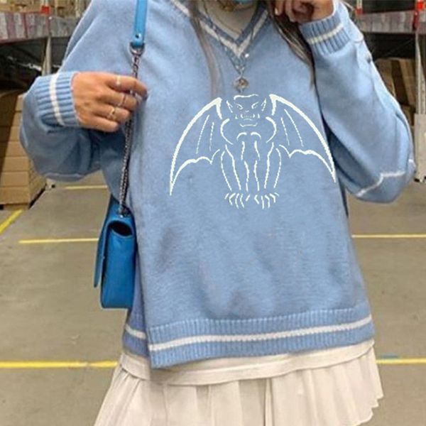 women's sweaters grim print with low-cut woman's nightgown long-sleeve female casual knitting sweaters autumn winter girl's s, White;black
women's sweaters grim print with low-cut woman's nightgown long-sleeve female casual knitting sweaters autumn winter girl's s, White;black