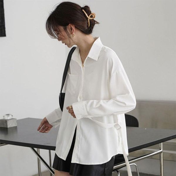 women's blouses & shirts autumn korea fashion women long sleeve loose chiffon single pocket turn-down collar white femme m551
women's blouses & shirts autumn korea fashion women long sleeve loose chiffon single pocket turn-down collar white femme m551