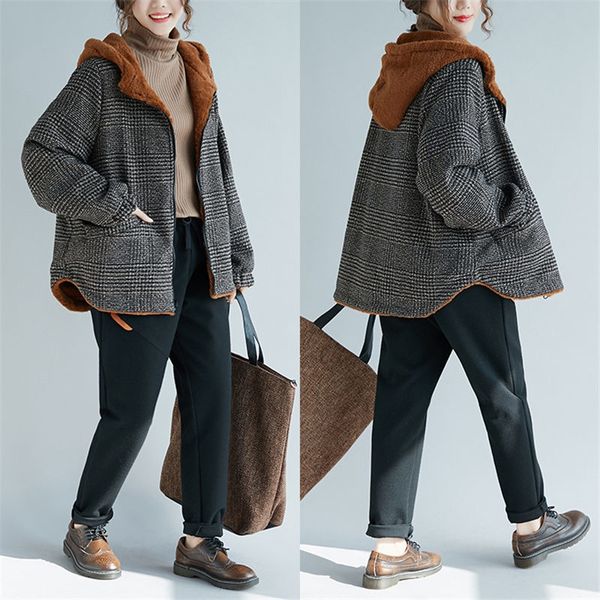 leather women winter coat warm long chess swallowing casual jacket plus size velvet mixtures from splice loose wool with hood outwear f1601, Black
leather women winter coat warm long chess swallowing casual jacket plus size velvet mixtures from splice loose wool with hood outwear f1601, Black