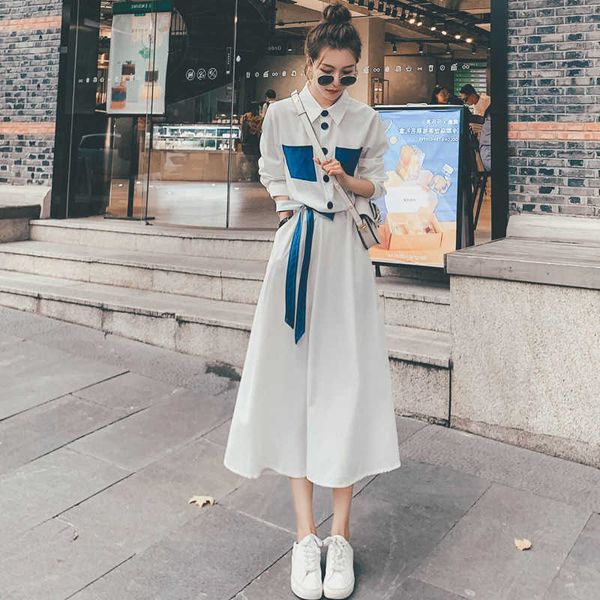 white french light mature style shirt dr's spring autumn 2021 slim and tall lady temperament long skirt, Black;gray
white french light mature style shirt dr's spring autumn 2021 slim and tall lady temperament long skirt, Black;gray