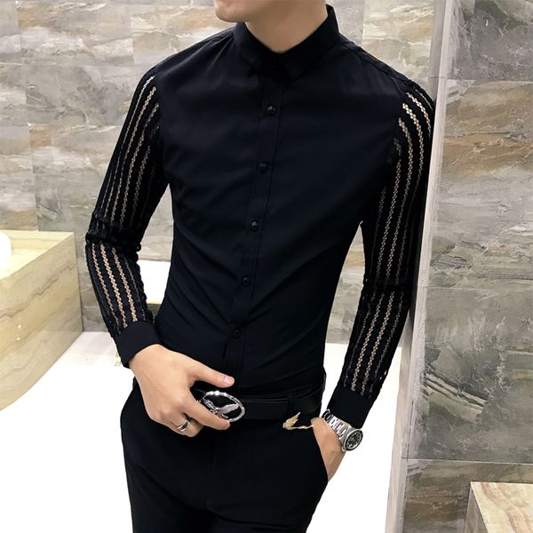 new mens black white lace hollow patchwork shirt long sleeve luxury party promshirt men's petticoat nightclub dress tuxedo, White;black
new mens black white lace hollow patchwork shirt long sleeve luxury party promshirt men's petticoat nightclub dress tuxedo, White;black