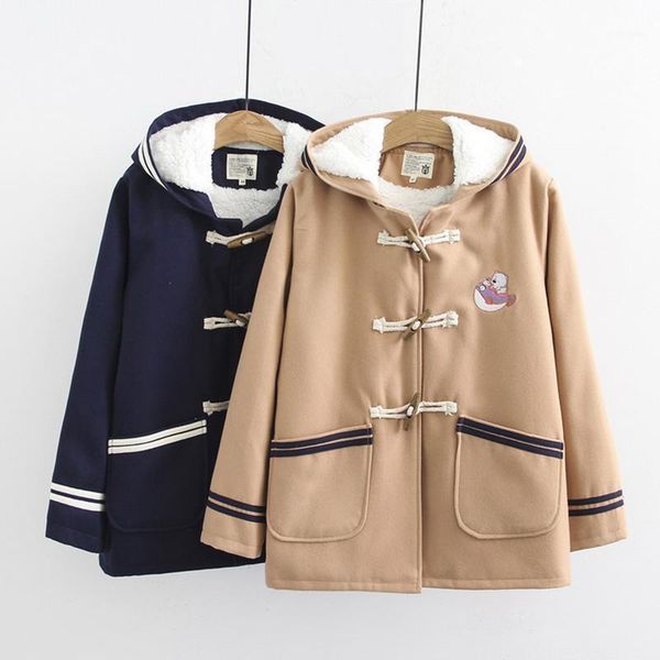 women's down & parkas women winter hooded coat autumn horn button fashion patchwork warm fleece wool coats female woolen college outerw, Black
women's down & parkas women winter hooded coat autumn horn button fashion patchwork warm fleece wool coats female woolen college outerw, Black