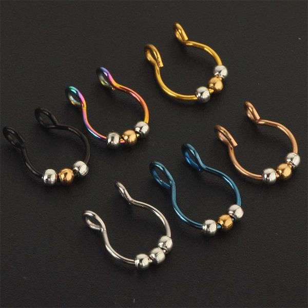 false noses stud beard stainless steel 3 small beads nose ring noseclip fashion trend u shape nasal clip puncture jewelry ornament, Silver
false noses stud beard stainless steel 3 small beads nose ring noseclip fashion trend u shape nasal clip puncture jewelry ornament, Silver