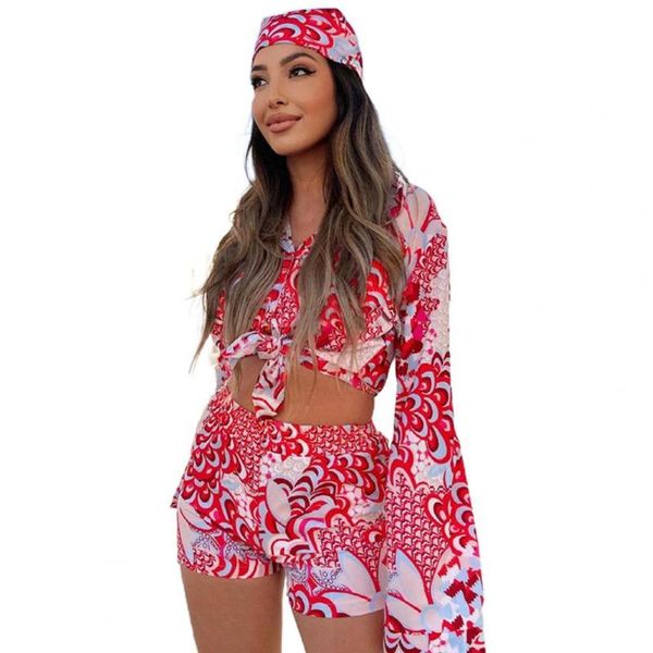 women's tracksuits 1 set shirt shorts printed elastic waist women long sleeve single-breasted outfit for vacation 2021summer explosion, Gray
women's tracksuits 1 set shirt shorts printed elastic waist women long sleeve single-breasted outfit for vacation 2021summer explosion, Gray
