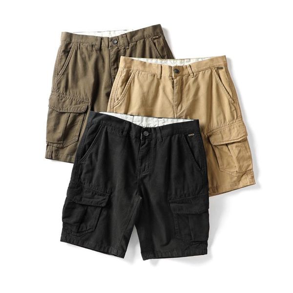 men's shorts 21 summer ami khaki ready to wear dyed and washed overalls multi bag pants capris, White;black
men's shorts 21 summer ami khaki ready to wear dyed and washed overalls multi bag pants capris, White;black