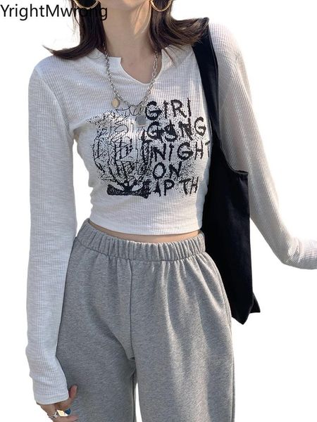 graphic letter print long sleeve knit cotton t-shirt women crop short t shirt high street fashion aesthetic bandage tee women's, White
graphic letter print long sleeve knit cotton t-shirt women crop short t shirt high street fashion aesthetic bandage tee women's, White