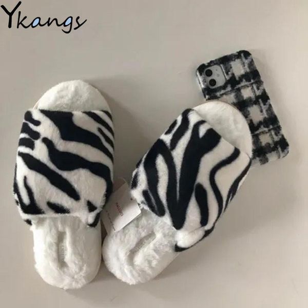 slippers winter fluffy zebra print furry slipper korean fashion artificial plush women's home casual flat bottom non-slip, Black
slippers winter fluffy zebra print furry slipper korean fashion artificial plush women's home casual flat bottom non-slip, Black