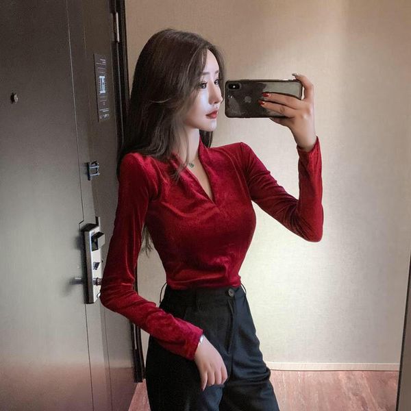 women's blouses & shirts spring women v-neck velvet short blouse female long sleeve shirt blusas, White
women's blouses & shirts spring women v-neck velvet short blouse female long sleeve shirt blusas, White