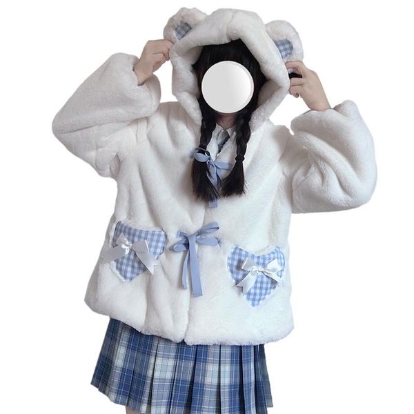 women's trench coats winter lolita kawaii girls fluffy coat women cute bear ear hooded plush jacket faux fur zipper cashmere plaid pock, Tan;black
women's trench coats winter lolita kawaii girls fluffy coat women cute bear ear hooded plush jacket faux fur zipper cashmere plaid pock, Tan;black