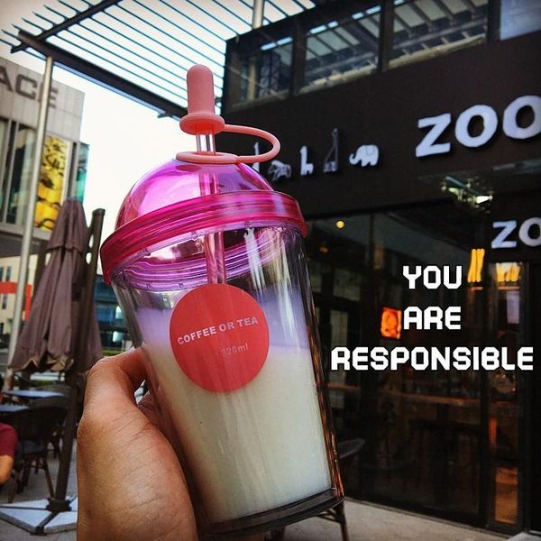 

water bottles 320ml creative juice bottle with straw portable plastic my sports kettle unbreakable coffee botella de agua shaker