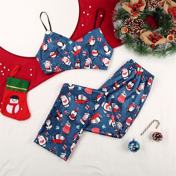 hechan cute penguin pattern female sleepwear satin spaghetti strap print pants christmas pajamas women 2 piece set homewear suit 210320, Black;red
hechan cute penguin pattern female sleepwear satin spaghetti strap print pants christmas pajamas women 2 piece set homewear suit 210320, Black;red