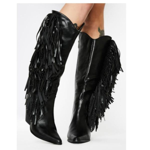 boots women low heels fashion style mid calf fringed cowboy western shoes autumn winter simple tassel 2021, Black
boots women low heels fashion style mid calf fringed cowboy western shoes autumn winter simple tassel 2021, Black