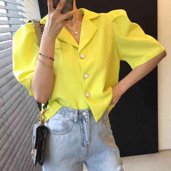 women yellow retro gentle solid color lapel chic three-button loose short puff sleeve fashion blazer summer 16f0834 210510, White;black
women yellow retro gentle solid color lapel chic three-button loose short puff sleeve fashion blazer summer 16f0834 210510, White;black