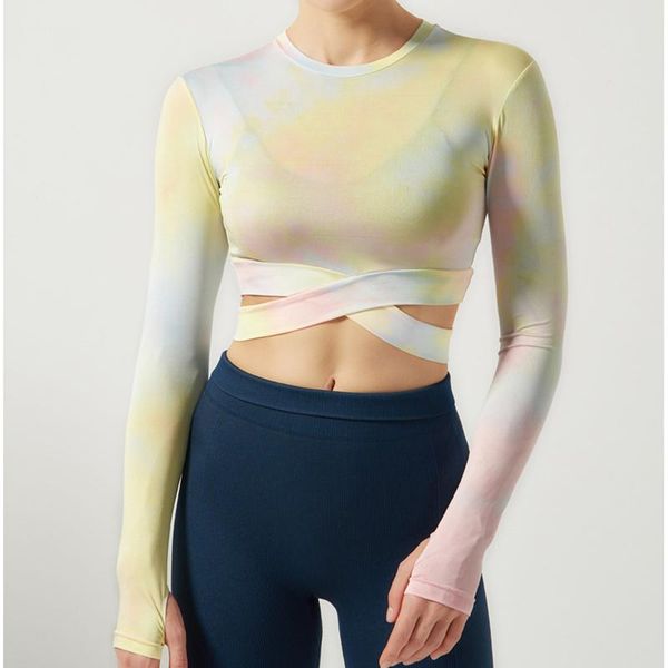 yoga outfit wear european and american large size round neck sports shirt long-sleeved tie-dye navel running fitness t-shirt female
yoga outfit wear european and american large size round neck sports shirt long-sleeved tie-dye navel running fitness t-shirt female