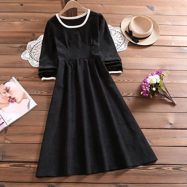 casual dresses 2021 autumn and winter fashion puff long sleeves high waist solid color round neck elegant patchwork midi dress, Black;gray
casual dresses 2021 autumn and winter fashion puff long sleeves high waist solid color round neck elegant patchwork midi dress, Black;gray