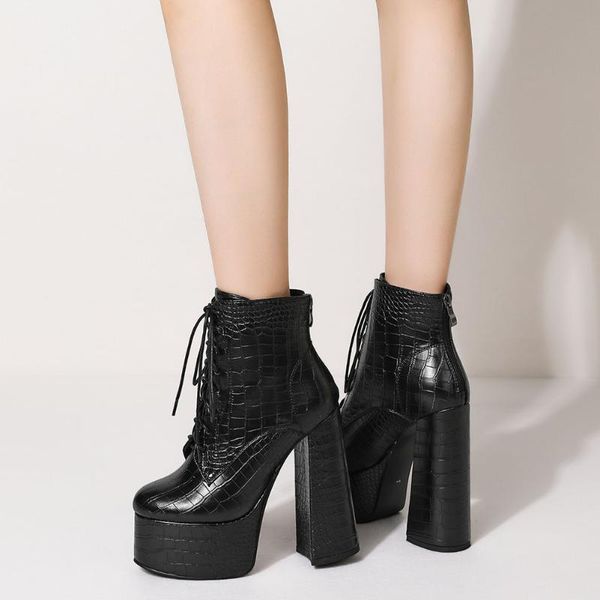 boots doratasia square heel lace-up women solid high ankle platform big size 43 trendy fashion shoes, Black
boots doratasia square heel lace-up women solid high ankle platform big size 43 trendy fashion shoes, Black