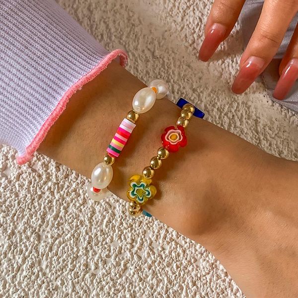 charm bracelets lacteo 2pcs/set y2k candy color heishi clay beads bangle bracelet bohemian imitation pearls resin flower chain, Golden;silver
charm bracelets lacteo 2pcs/set y2k candy color heishi clay beads bangle bracelet bohemian imitation pearls resin flower chain, Golden;silver