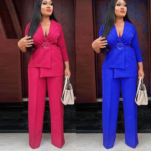 women's two piece pants 2021 clothing fashion popitelong sleeve with belt high waist large casual wide leg professional wear two-piece, White
women's two piece pants 2021 clothing fashion popitelong sleeve with belt high waist large casual wide leg professional wear two-piece, White