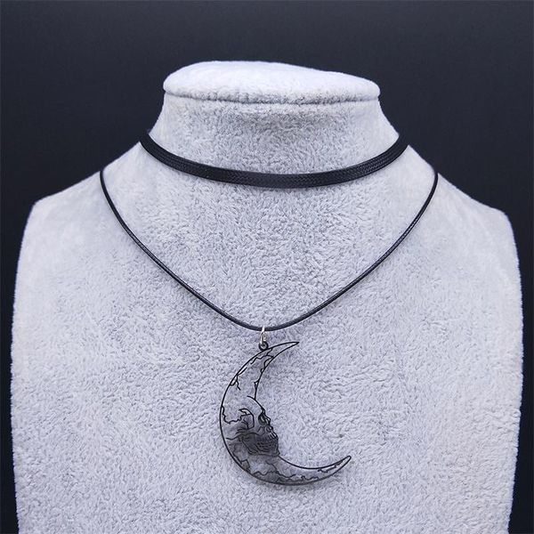 pendant necklaces 2021 fashion gothic skull moon stainless steel chain necklace for women black color layer jewelry gothique nxs03, Silver
pendant necklaces 2021 fashion gothic skull moon stainless steel chain necklace for women black color layer jewelry gothique nxs03, Silver