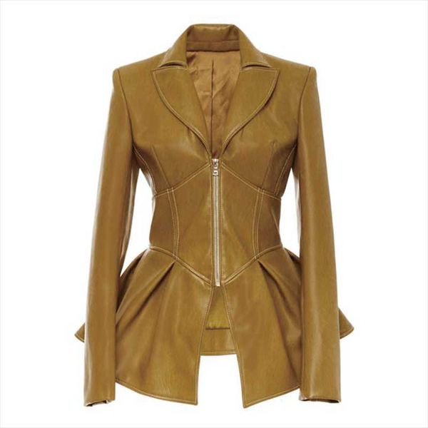 women's leather & faux pu motorcycle jacket irregular lapel collar slim medium-length female jackets spring autumn coat, Black
women's leather & faux pu motorcycle jacket irregular lapel collar slim medium-length female jackets spring autumn coat, Black