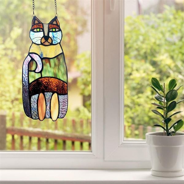 decorative objects & figurines cat hanging pandents multicolor on a wire high stained glass suncatcher window panel home decoration accessor
decorative objects & figurines cat hanging pandents multicolor on a wire high stained glass suncatcher window panel home decoration accessor