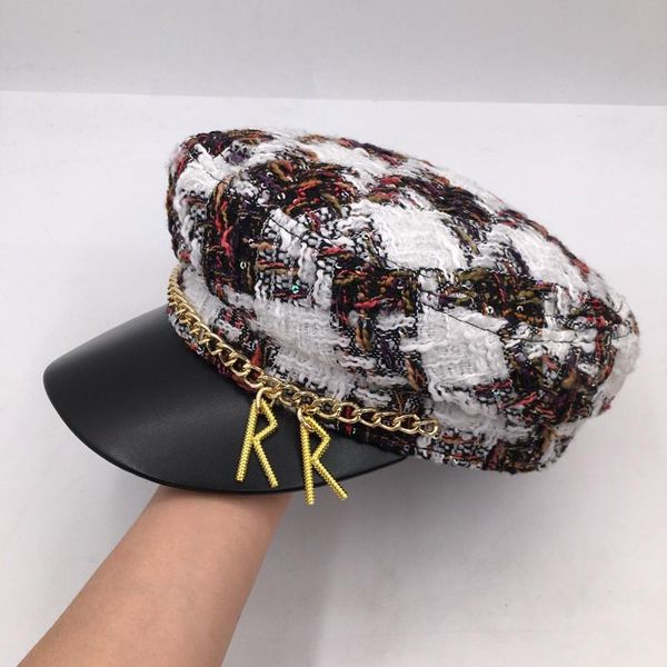 stingy brim hats 202109-nao-france style tweed chain gold pu street lady octagonal hat women visors cap, Blue;gray
stingy brim hats 202109-nao-france style tweed chain gold pu street lady octagonal hat women visors cap, Blue;gray